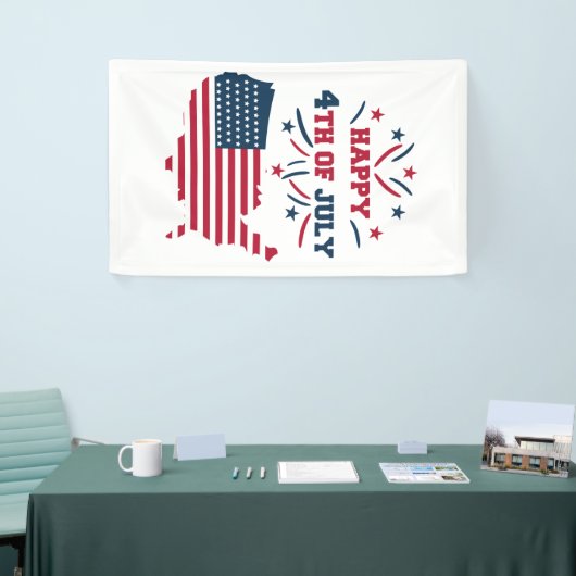 Vierde vuurwerk in juli: Red White Blue Flag Spandoek (Beurs)