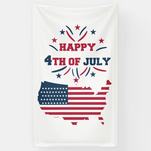 Vierde vuurwerk in juli: Red White Blue Flag Spandoek (Verticaal)