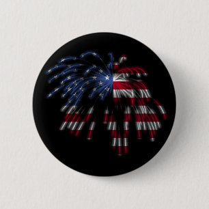 Vierde vuurwerk van juli en de Amerikaanse vlag in Ronde Button 5,7 Cm
