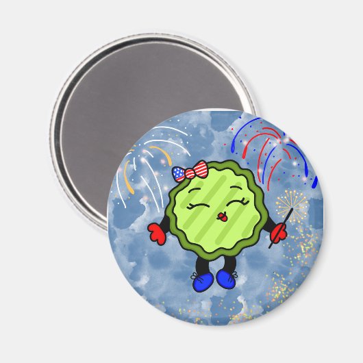 Vierde vuurwerkfeestdag juli magneet (Voorkant / Achterkant)