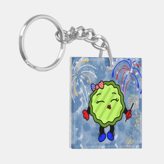 Vierde vuurwerkfeestdag juli sleutelhanger (Voorkant Links)