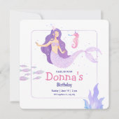 Vierde Waterverf Zeemeermin Birthday Kaart (Voorkant)