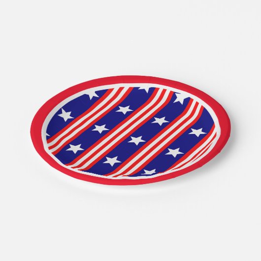 Vierde Witte sterren en rode en witte strepen van  Papieren Bordje (Gekanteld)