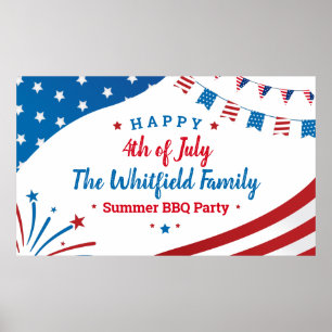 Vierde Zomer juli Zomer BBQ Red White Blue Party Poster