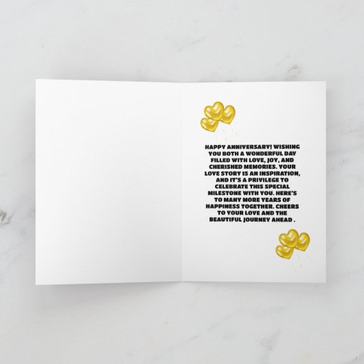 Vieren 5e bruiloft Jubileum Liefde en vreugde Bedankkaart (Binnen)