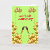 Vieren 5e bruiloft Jubileum Liefde en vreugde Bedankkaart (Voorkant)