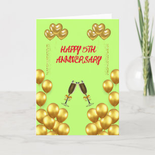 Vieren 5e bruiloft Jubileum Liefde en vreugde Bedankkaart