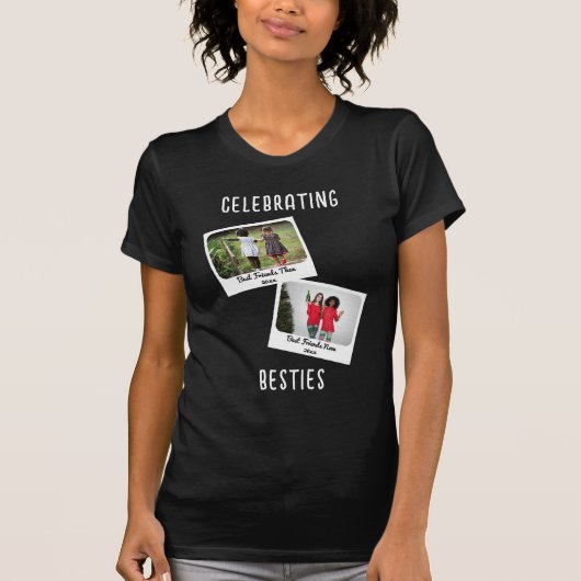 VIEREN BESTIES Custom Twee Foto Vrienden T-shirt (Voorkant)