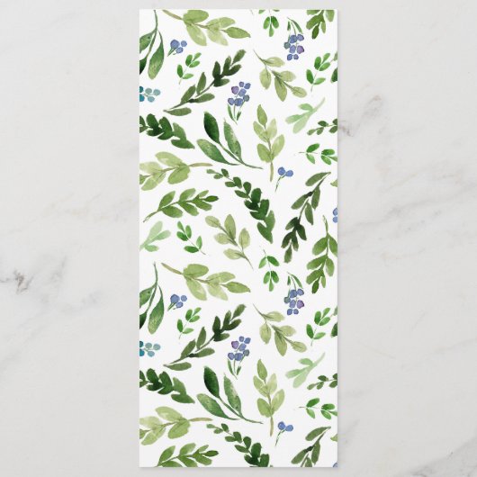 Vieren blush bloemenbruiloft menu (Achterkant)