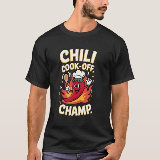 Vieren Chili Cook-Off Victory Champ pittig eten T-shirt (Voorkant)