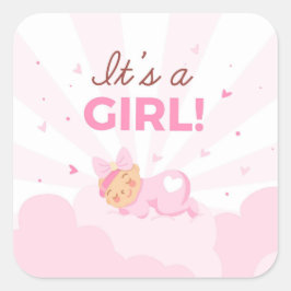 Vieren dat het een meisje is vierkante sticker