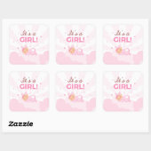 Vieren dat het een meisje is vierkante sticker (Vel)