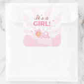 Vieren dat het een meisje is vierkante sticker (Tas)