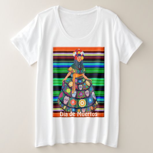 Vieren de levendige geest van Día de Muertos Grote Maat T-shirt (Design voorkant)