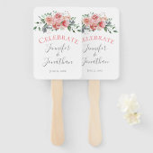 vieren |Eenvoudig roze roze Bouquet Weddenschap Handwaaier (Voorkant en achterkant)