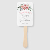 vieren |Eenvoudig roze roze Bouquet Weddenschap Handwaaier (Voorkant)
