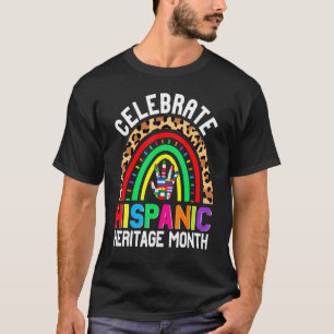 Vieren Hispanic Heritage Maand Regenboog Luipaard T-shirt