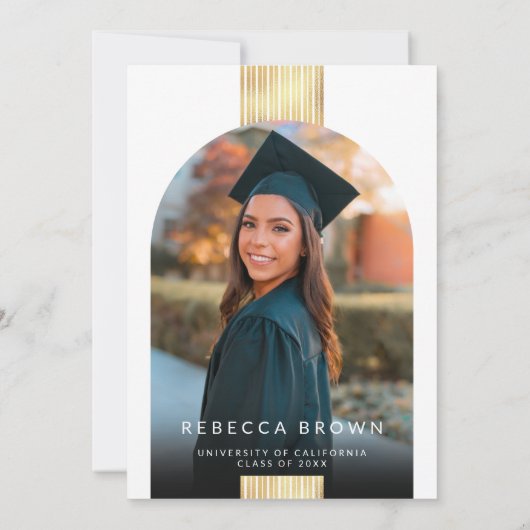 Vieren in zwart en goud: Modern Photo Afstuderen Kaart (Achterkant)
