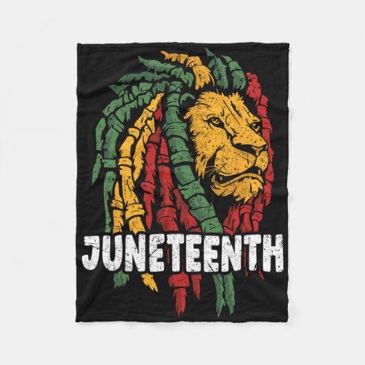 Vieren Juneteenth Lion Afro-Amerikaanse Vrijheid Fleece Deken (Voorkant)