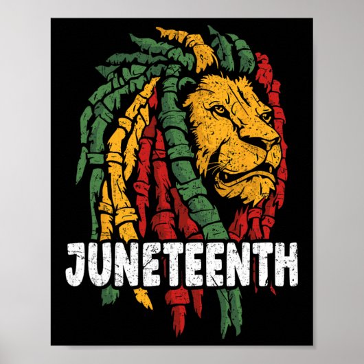 Vieren Juneteenth Lion Afro-Amerikaanse Vrijheid Poster (Voorkant)