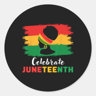 Vieren Juneteenth Zwarte Vrouwen Messy Bun 1865 Em Ronde Sticker
