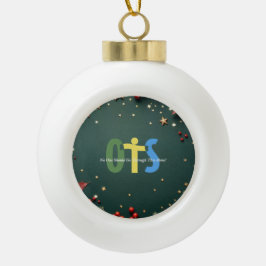 vieren keramische bal ornament