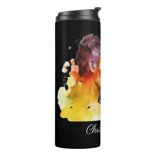 Vieren Liefde Gay Mannen Kussen Gepersonaliseerd Thermosbeker (Gedraaid links)