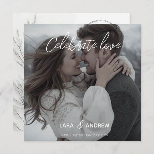 Vieren Liefde Gepersonaliseerde Eenvoudige Moderne Save The Date (Voorkant / Achterkant)