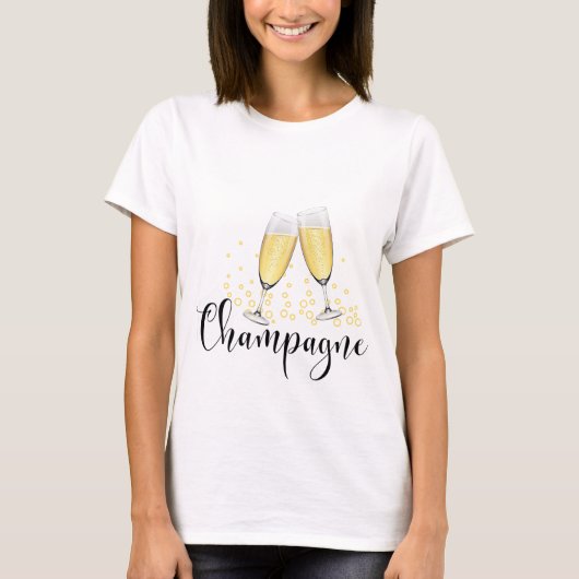 vieren met champagne t-shirt (Voorkant)