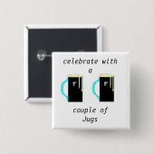 vieren met een paar juwelen vierkante button 5,1 cm (Voorkant /achterkant)