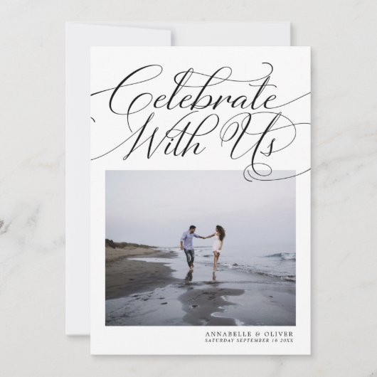 vieren met ons | Elegant Photo Wedding Invitati Kaart (Voorkant)