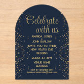 Vieren met US Navy Gold Nieuwjaar bruiloft Acryl Uitnodigingen (Voorkant)