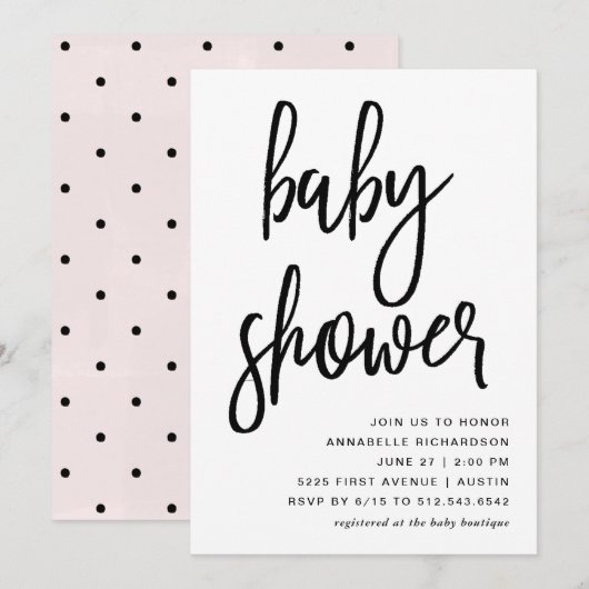 vieren | Modern Typografie-Baby shower Kaart (Voorkant / Achterkant)