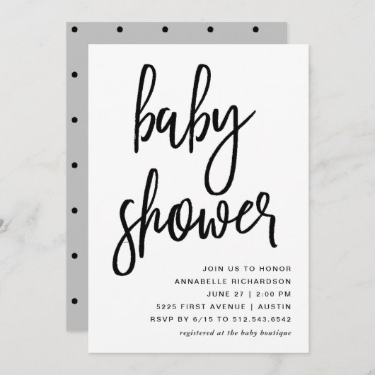 vieren | Modern Typografie-Baby shower Kaart (Voorkant / Achterkant)