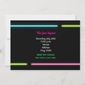 VIEREN Neon Glow Lights Rave Club Party Uitnodigen Kaart (Achterkant)