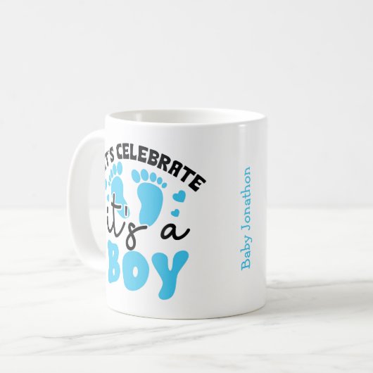Vieren Nieuwe Baby Boy Gift Mok (Voorkant links)