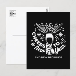 Vieren Nieuwe Beginningen Wijnglas Illustratie 2 Briefkaart