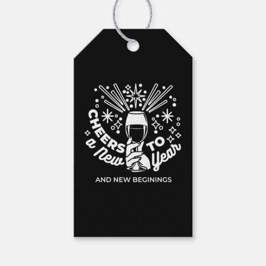 Vieren Nieuwe Beginningen Wijnglas Illustratie 2 Cadeaulabel (Voorkant)