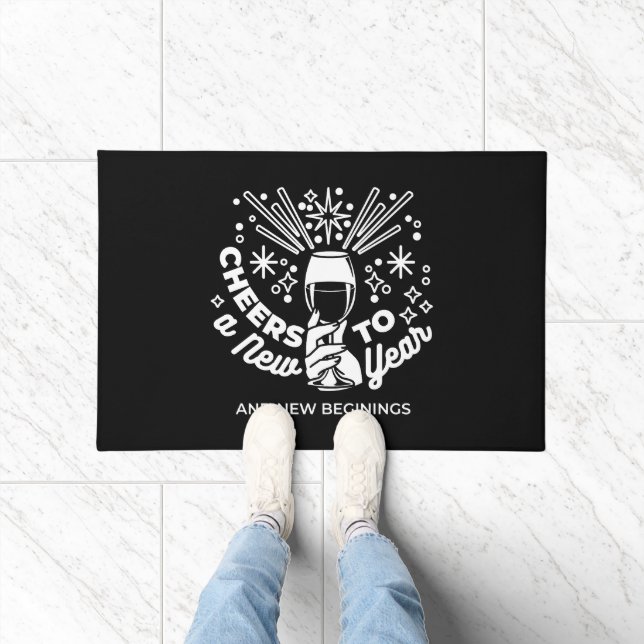 Vieren Nieuwe Beginningen Wijnglas Illustratie 2 Deurmat (Binnen)