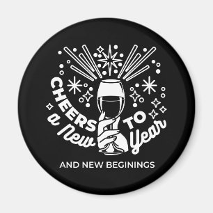 Vieren Nieuwe Beginningen Wijnglas Illustratie 2 Magneet