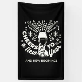 Vieren Nieuwe Beginningen Wijnglas Illustratie 2 Spandoek