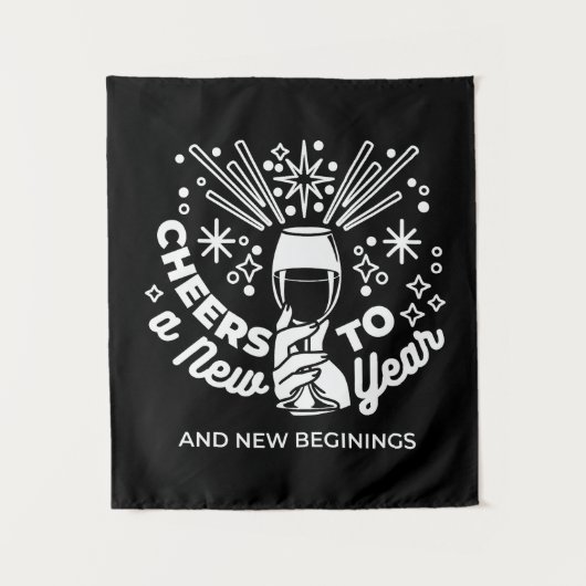 Vieren Nieuwe Beginningen Wijnglas Illustratie 2 Wandkleed (Voorkant)