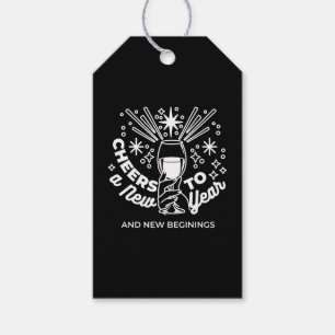 Vieren Nieuwe Beginningen Wijnglas Illustratie Cadeaulabel