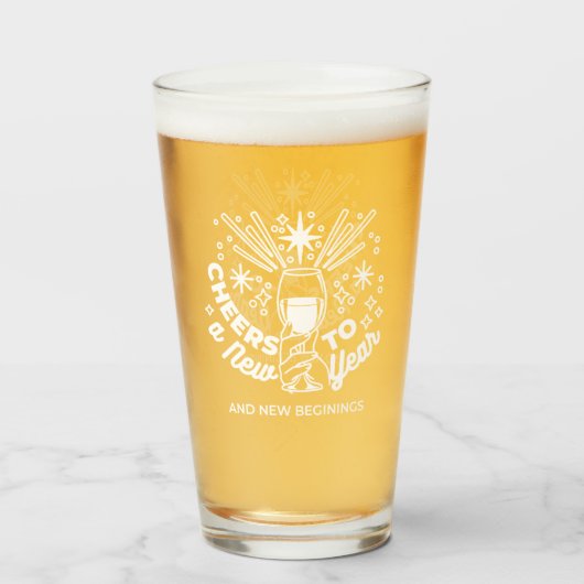Vieren Nieuwe Beginningen Wijnglas Illustratie Glas (Voorkant gevuld)