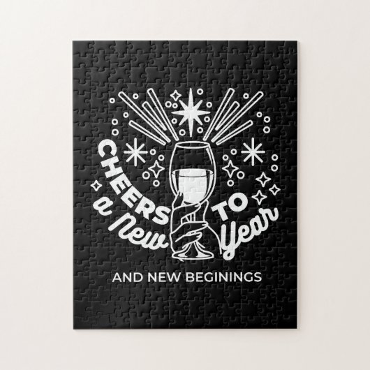 Vieren Nieuwe Beginningen Wijnglas Illustratie Legpuzzel (Verticaal)