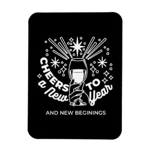 Vieren Nieuwe Beginningen Wijnglas Illustratie Magneet
