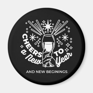 Vieren Nieuwe Beginningen Wijnglas Illustratie Magneet