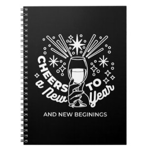 Vieren Nieuwe Beginningen Wijnglas Illustratie Notitieboek