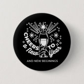 Vieren Nieuwe Beginningen Wijnglas Illustratie Ronde Button 5,7 Cm (Voorkant)