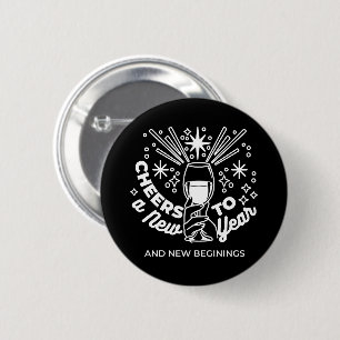 Vieren Nieuwe Beginningen Wijnglas Illustratie Ronde Button 5,7 Cm